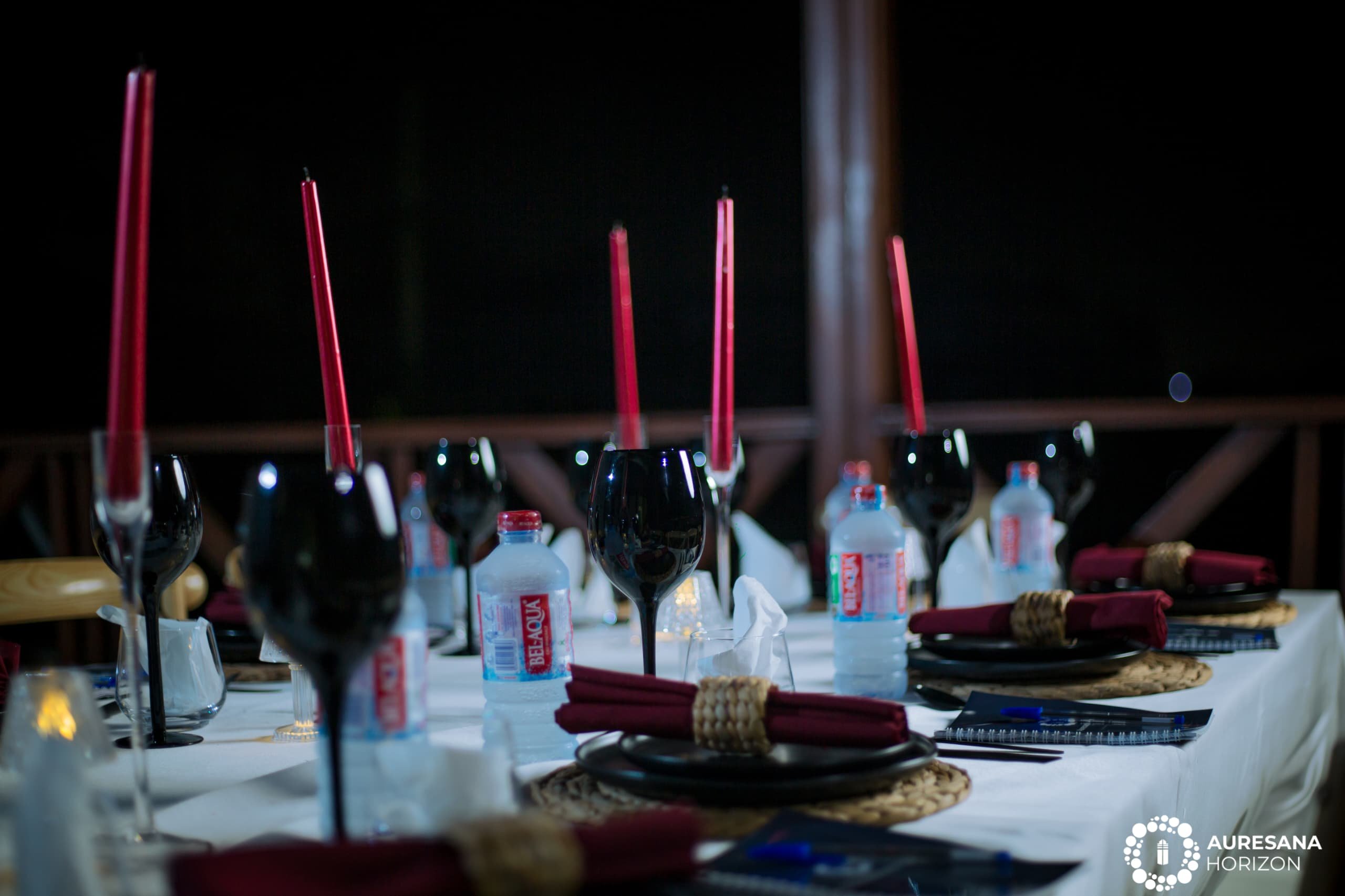 Empty table before the team arrival.